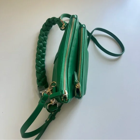 Anthropologie Faux Leather Convertible Crossbody Bag  Emerald Green NWT - Picture 10 of 13
